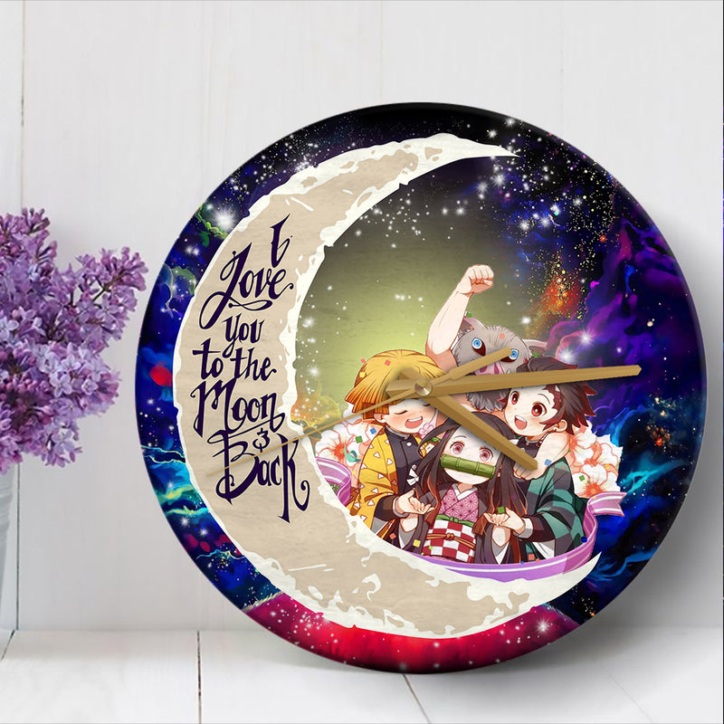 Demond Slayer Team Love You To The Moon Galaxy Wood Wall Clock Nearkii