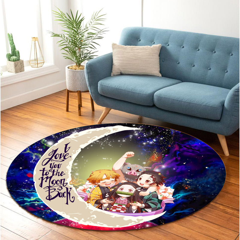 Demond Slayer Team Love You To The Moon Galaxy Round Carpet Rug Bedroom Livingroom Home Decor Nearkii