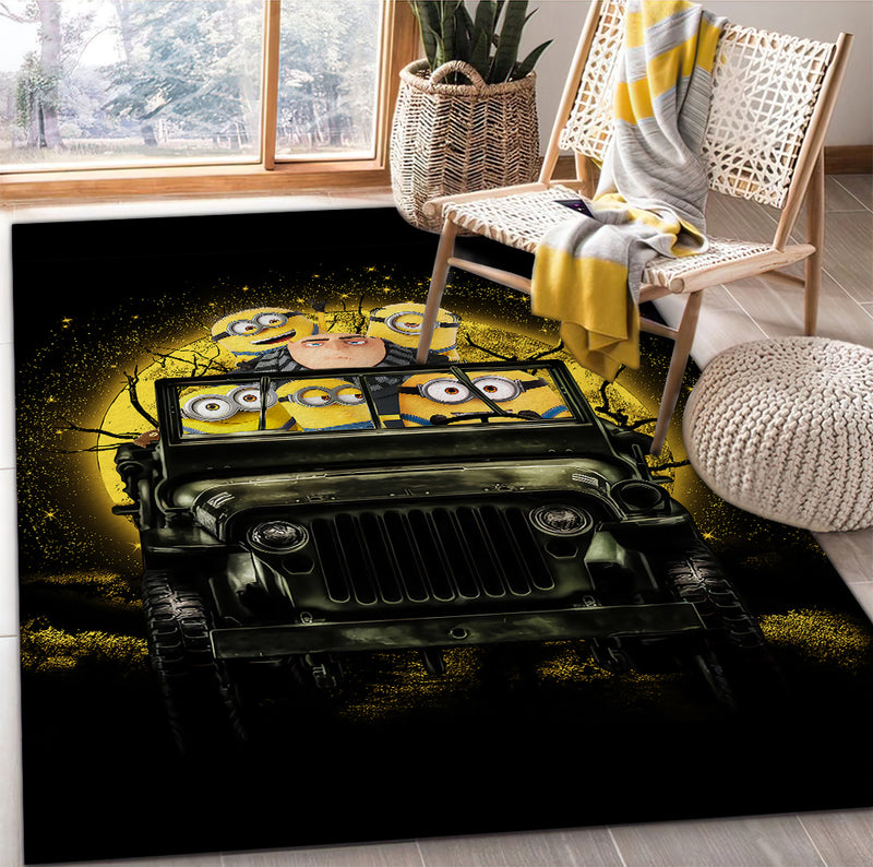 Despicable Me Gru And Minions Ride Jeep Funny Anime Moonlight Halloween Rug Carpet Rug Home Room Decor Nearkii