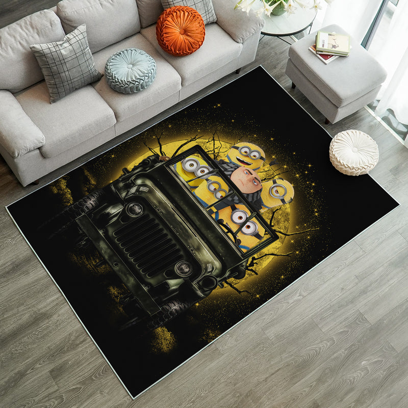 Despicable Me Gru And Minions Ride Jeep Funny Anime Moonlight Halloween Rug Carpet Rug Home Room Decor Nearkii