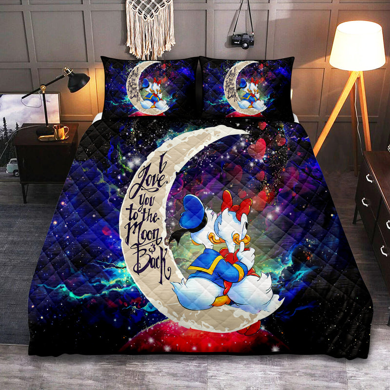 Couple Cute Duck Couple Love You To The Moon Galaxy Quilt Bed Sets Nearkii