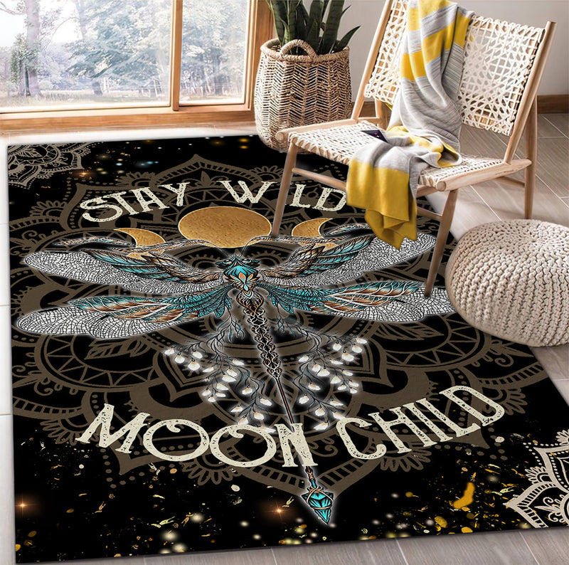 Dragonfly Stay Wild Moon Child Rug Carpet Rug Home Room Decor Nearkii
