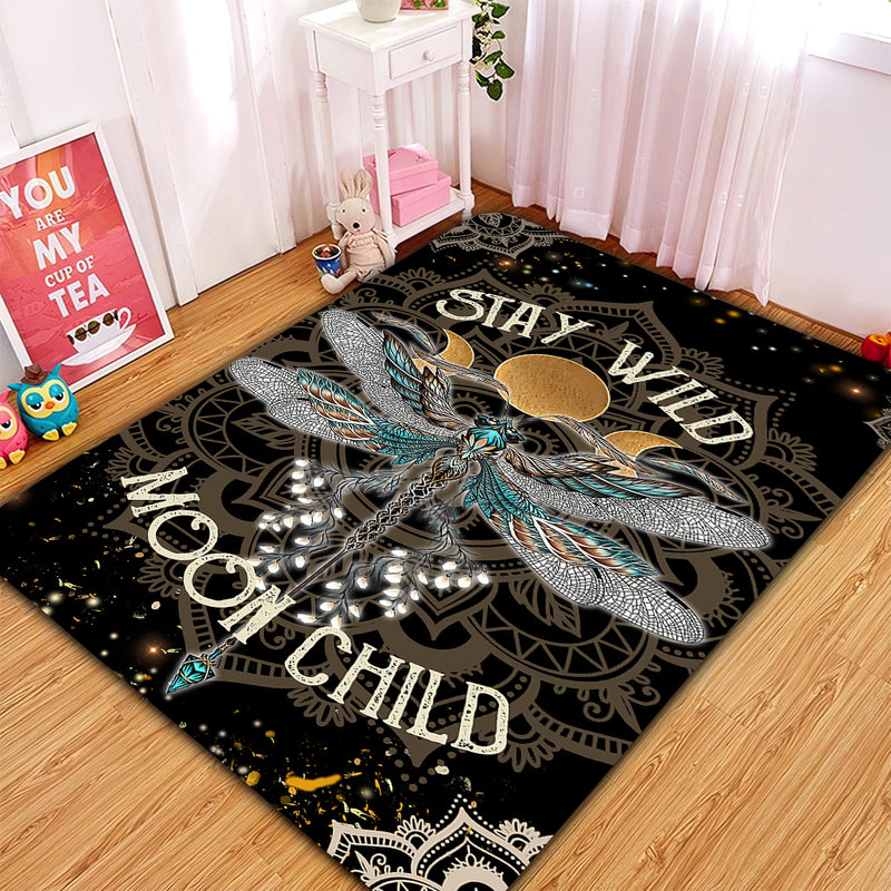 Dragonfly Stay Wild Moon Child Rug Carpet Rug Home Room Decor Nearkii