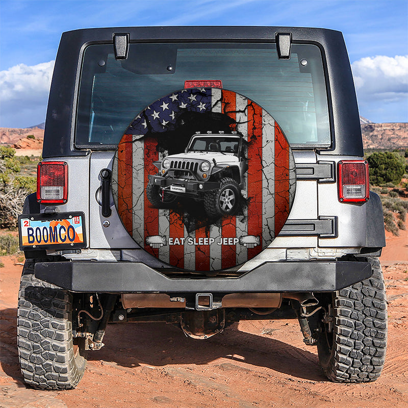 Eat Sleep Jeep American Flag Car Spare Tire Covers Gift For Campers Nearkii