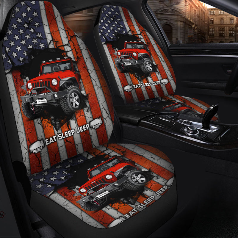 Eat Sleep Jeep Red Premium Custom Car Seat Covers Decor Protectors Nearkii