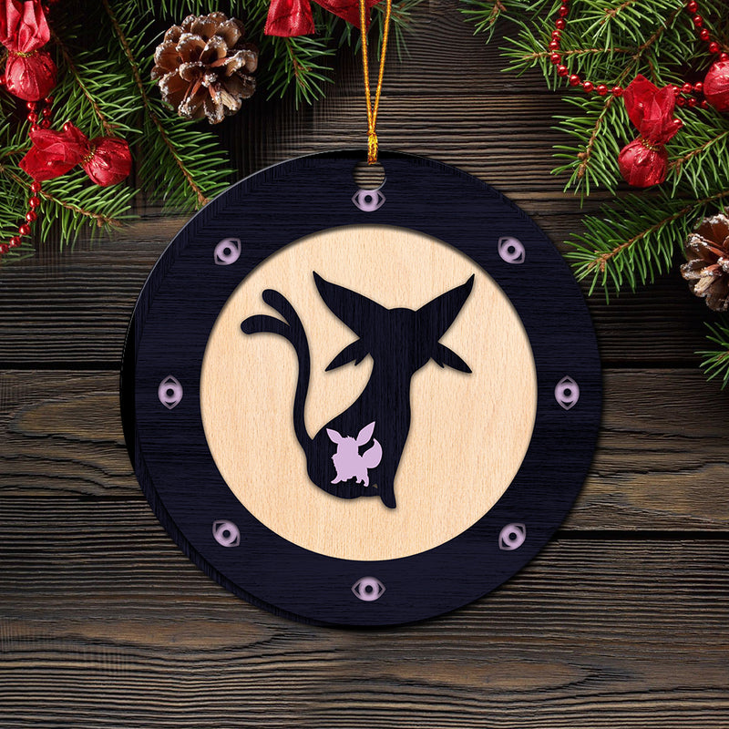 Eevee Espeon Evolution Pokemon Ghost Wood Circle Ornament Perfect Gift For Holiday Nearkii
