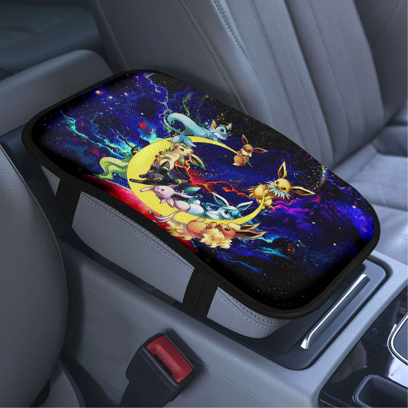 Eevee Evolution Pokemon Family Love To Moon Back Galaxy Premium Custom Armrest Center Console Cover Car Accessories Nearkii