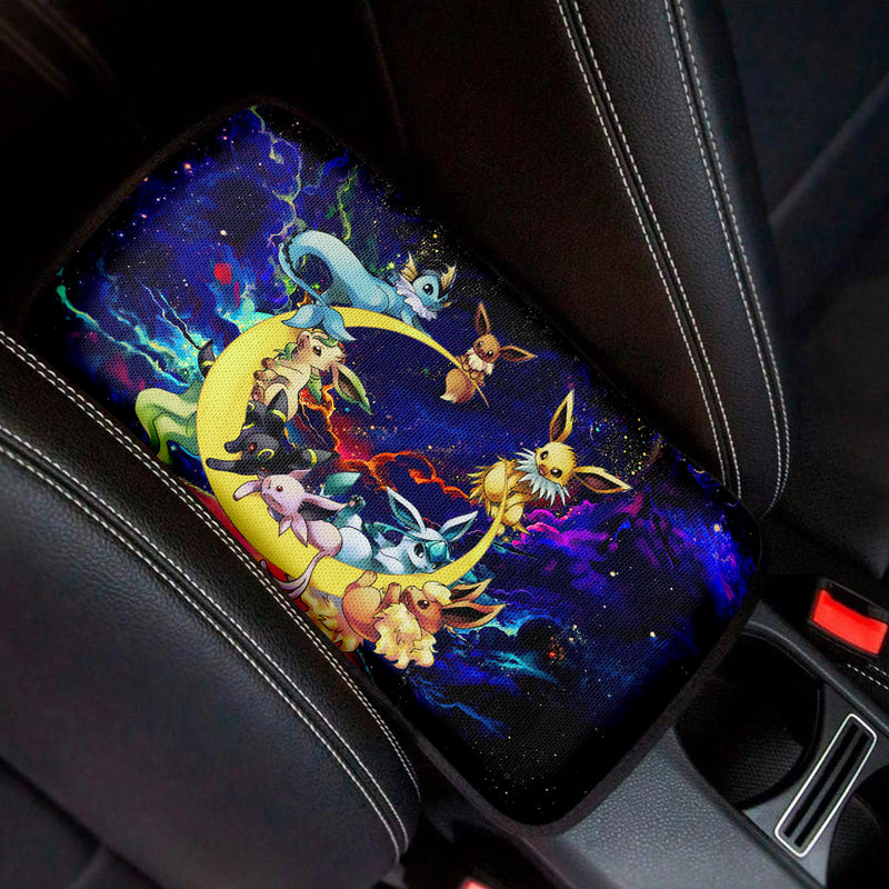 Eevee Evolution Pokemon Family Love To Moon Back Galaxy Premium Custom Armrest Center Console Cover Car Accessories Nearkii