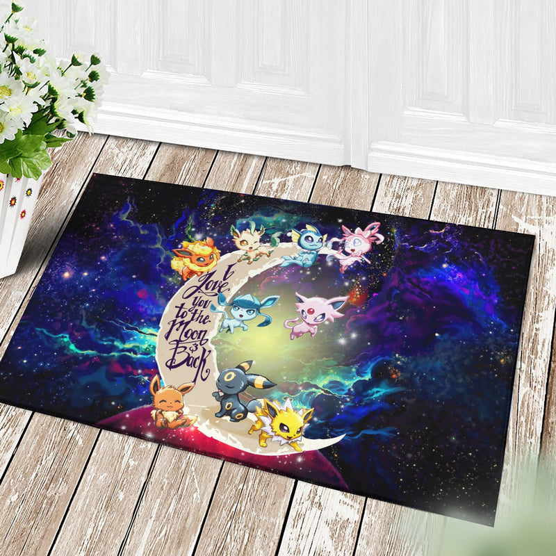 Eevee Evolution Pokemon Love You To The Moon Galaxy Back Doormat Home Decor Nearkii