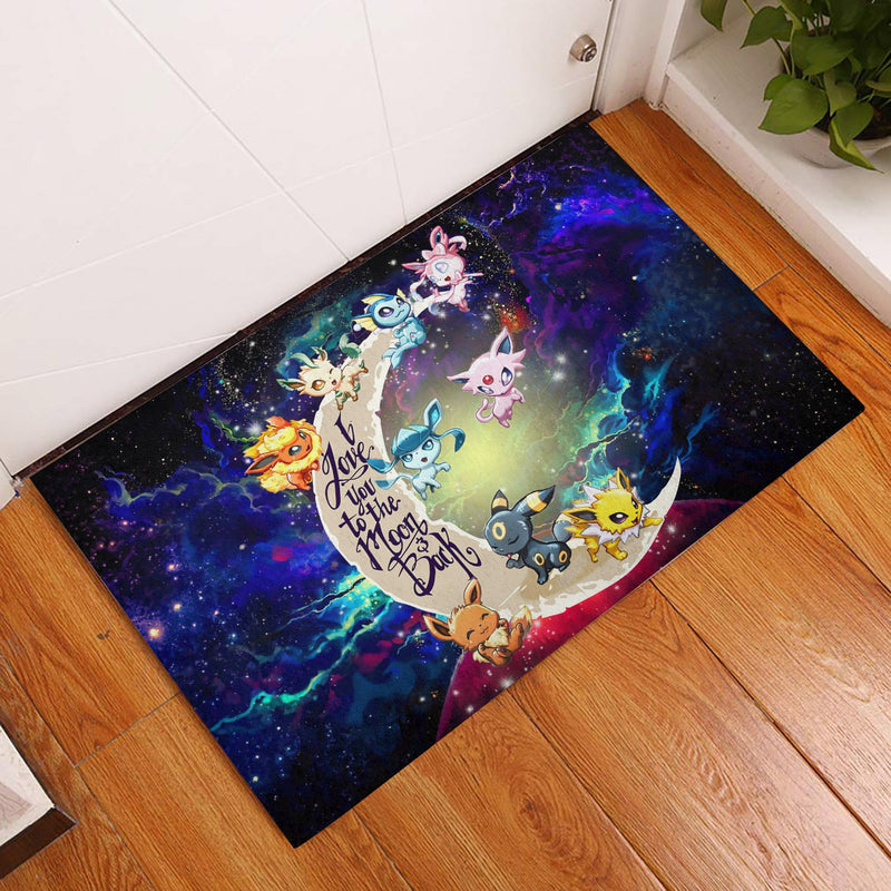 Eevee Evolution Pokemon Love You To The Moon Galaxy Back Doormat Home Decor Nearkii