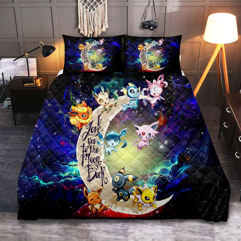 Eevee Evolution Pokemon Love You To The Moon Galaxy Quilt Bed Sets Nearkii