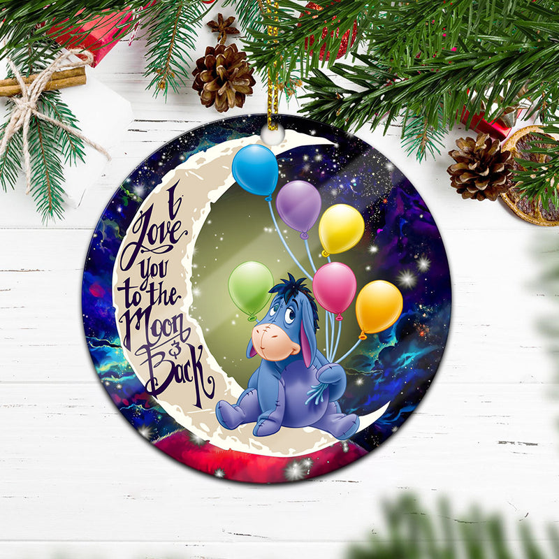 Eeyore Winnie The Pooh Love You To The Moon Galaxy Mica Circle Ornament Perfect Gift For Holiday Nearkii