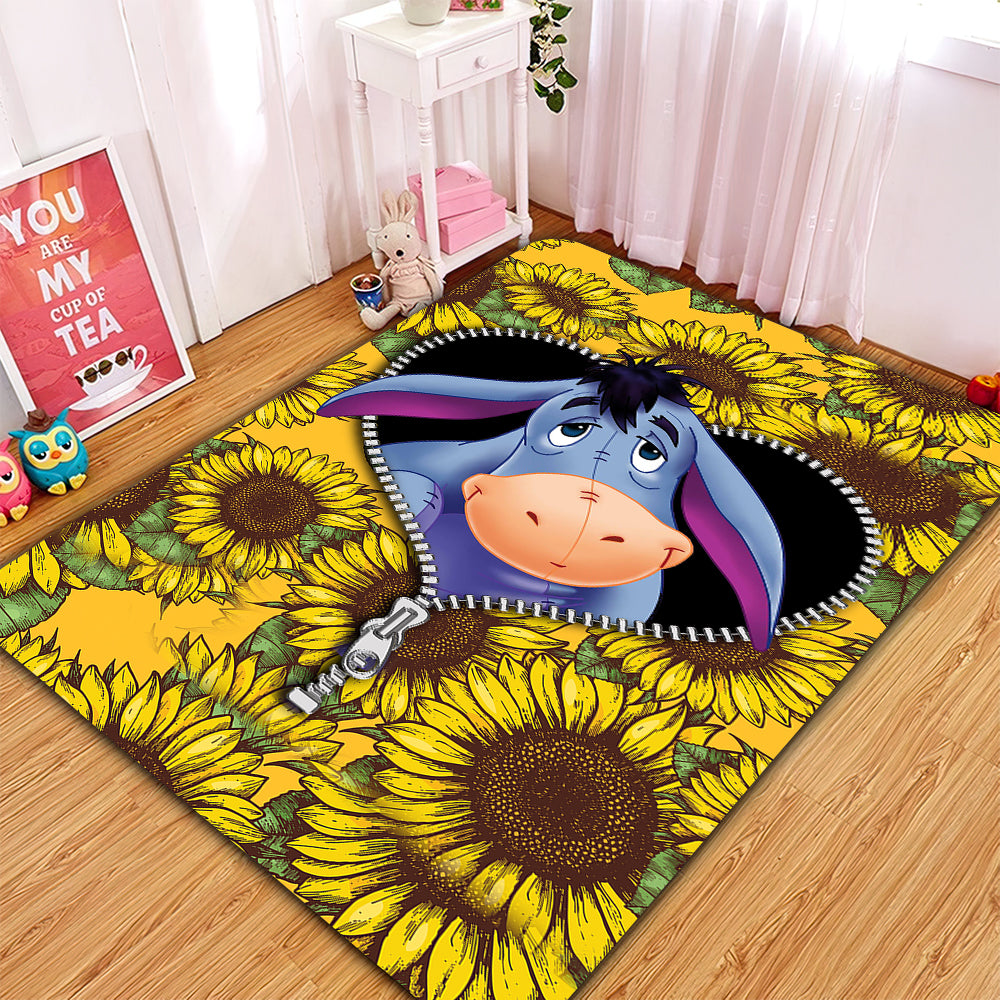 Eeyore Winnie The Pooh Sunflower Zipper Rectangular Area Rug