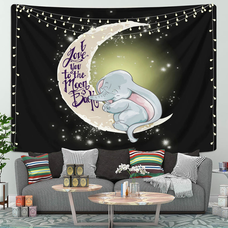 Dumbo Elephant Love You To The Moon Tapestry Room Decor Nearkii