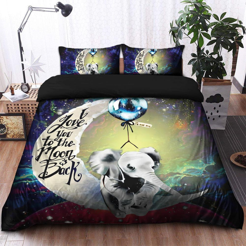 Elephant Love You To The Moon Galaxy Bedding Set Duvet Cover And 2 Pillowcases Nearkii