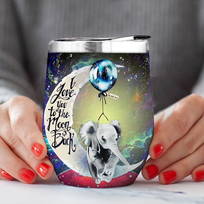 Elephant Love You To Moon And Back Premium Wine Tumbler Nearkii