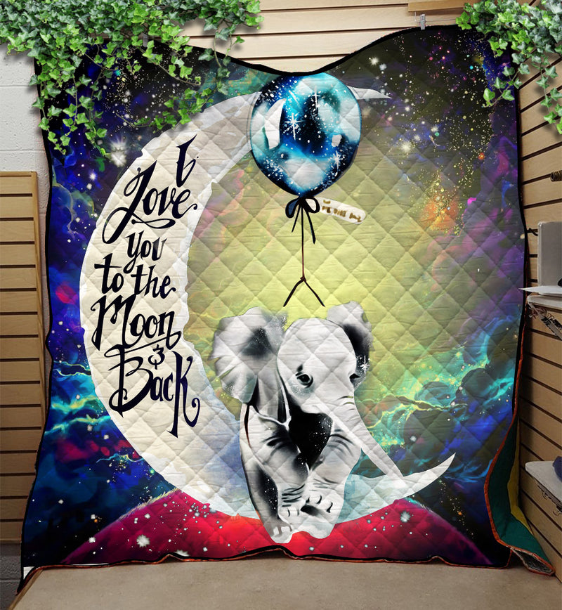 Elephant Love You To The Moon Galaxy Quilt Blanket Nearkii