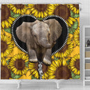 Cute Baby Elephant Sunflower Zipper Shower Curtain Nearkii