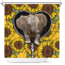 Cute Baby Elephant Sunflower Zipper Shower Curtain Nearkii
