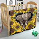 Elephant Sunflower Zipper Quilt Blanket Nearkii
