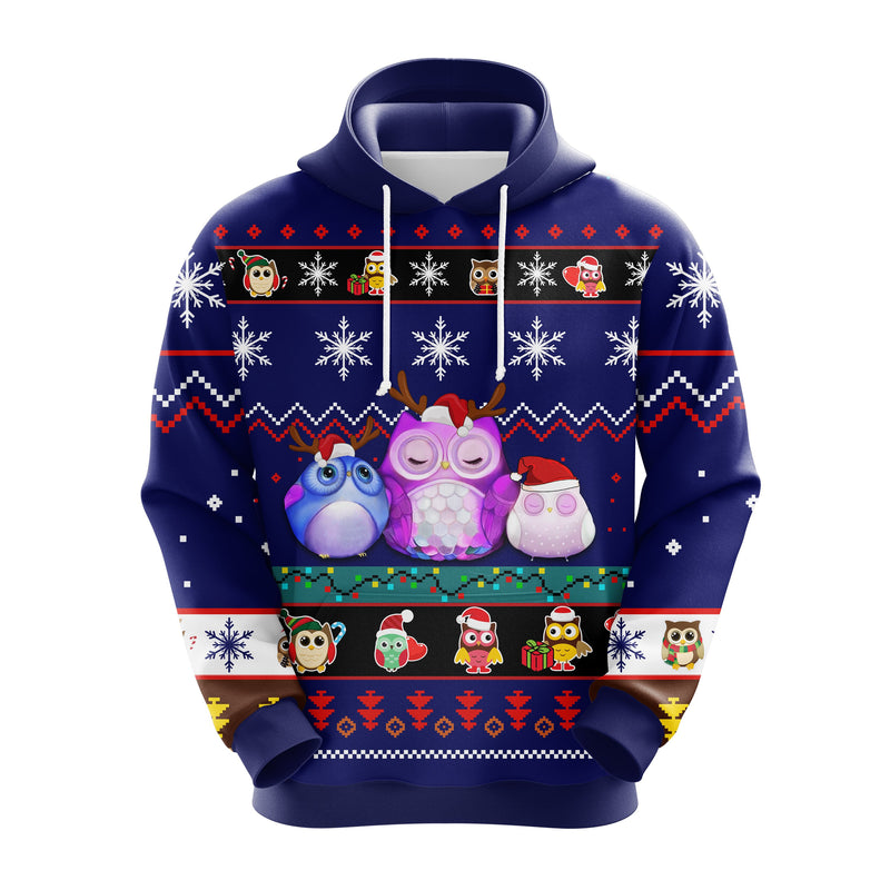 Owl Chritmas Cute Noel Mc Ugly Hoodie Blue Amazing Gift Idea Thanksgiving Gift