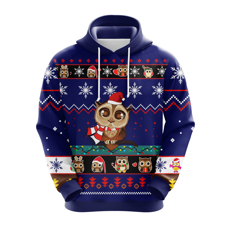 Owl Chritmas Cute Noel Mc Ugly Hoodie Blue 2- Amazing Gift Idea Thanksgiving Gift Nearkii