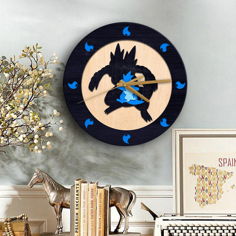 Feraligatr Pokemon Water Evolution Wood Wall Clock Nearkii