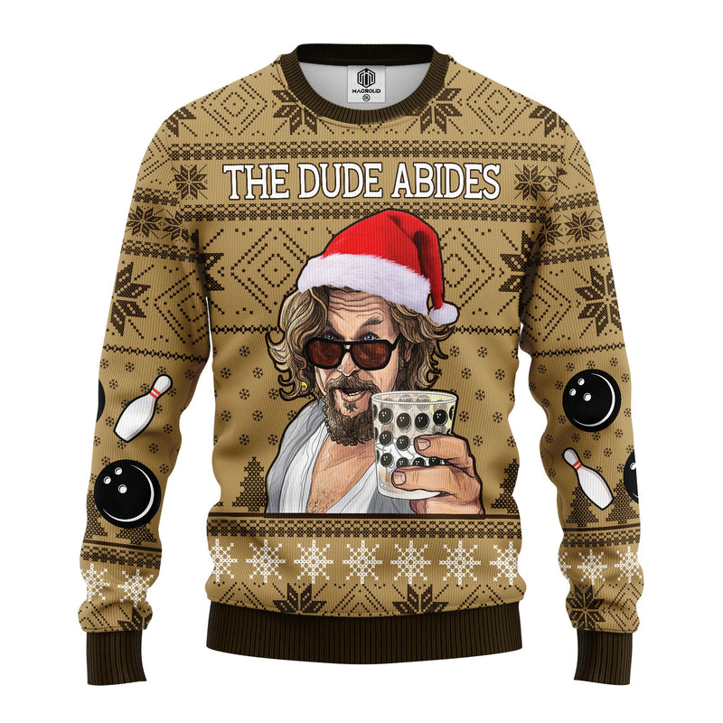 The Big Lebowski The Dude Abides Ugly Christmas Sweater Amazing Gift Idea Thanksgiving Gift Nearkii