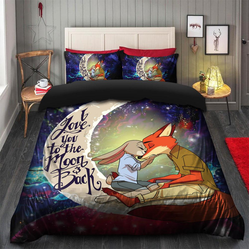 Fox Couple Zootopia Love You To The Moon Galaxy Bedding Set Duvet Cover And 2 Pillowcases Nearkii