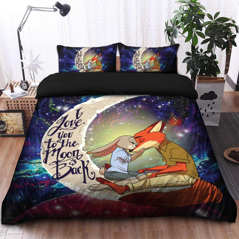 Fox Couple Zootopia Love You To The Moon Galaxy Bedding Set Duvet Cover And 2 Pillowcases Nearkii
