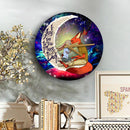 Fox Couple Love You To The Moon Galaxy Wood Wall Clock Nearkii