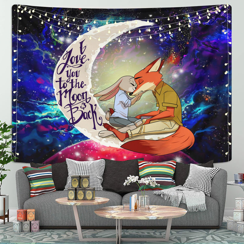 Fox Couple Moon And Back Galaxy Tapestry Room Decor Nearkii