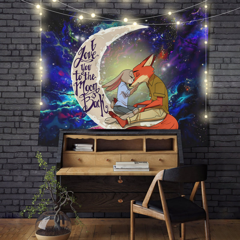 Fox Couple Moon And Back Galaxy Tapestry Room Decor Nearkii