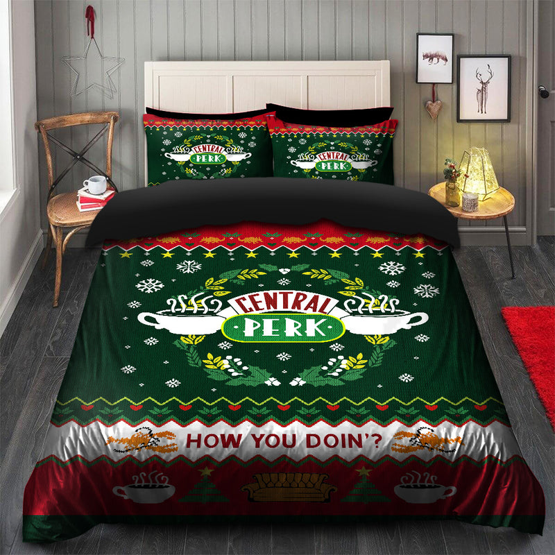 Friends Christmas Bedding Set Duvet Cover And 2 Pillowcases Nearkii