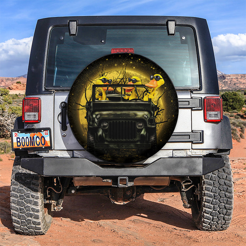 Funny Ducks Ride Jeep Moonlight Halloween Car Spare Tire Covers Gift For Campers Nearkii