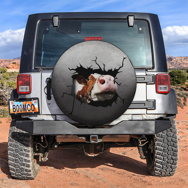 Funny Cow Face Break Jeep Car Spare Tire Cover Gift For Campers Nearkii