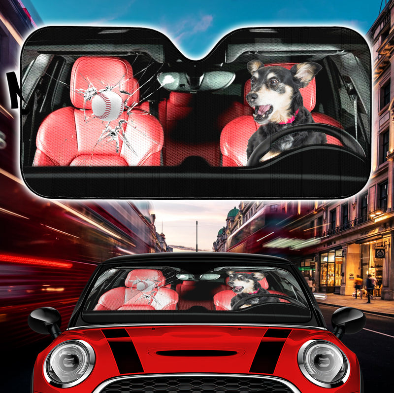 Funny Dog And Baseball Car Auto Sunshades Nearkii