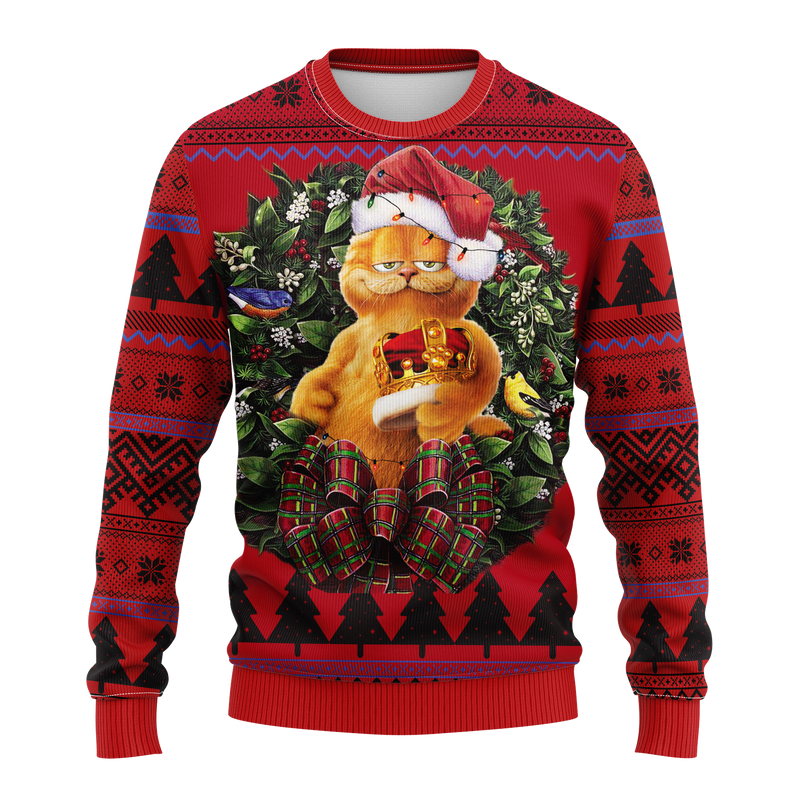 Funny Garfield King Noel Mc Ugly Christmas Sweater Thanksgiving Gift Nearkii