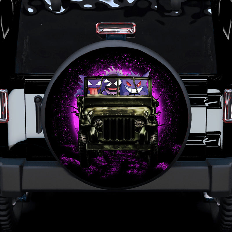 Halloween Gengar Pokemon Ghost Ride Jeep Funny Moonlight Car Spare Tire Covers Gift For Campers Nearkii