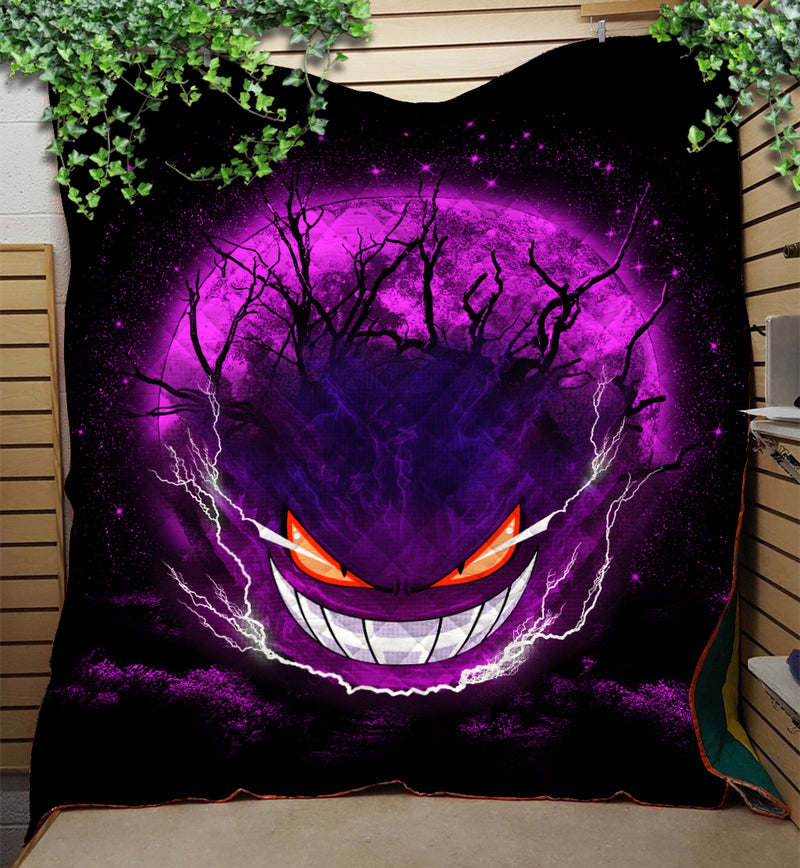 Gengar Pokemon Ghost Scary Moonlight Quilt Blanket Nearkii