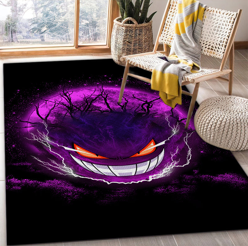 Gengar Pokemon Ghost Scary Moonlight Area Carpet Rug Home Decor Bedroom Living Room Decor Nearkii