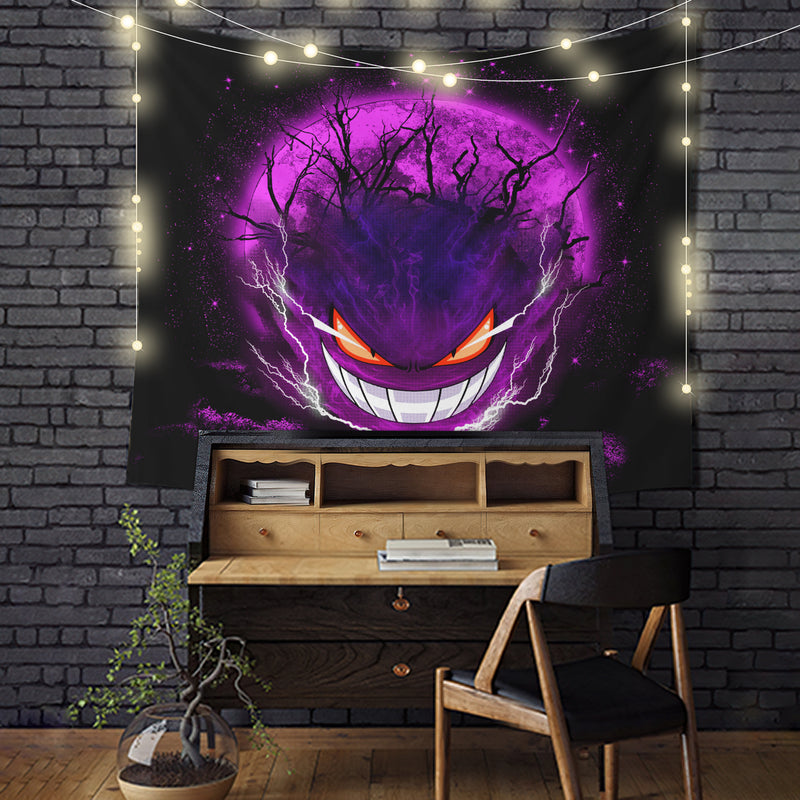 Gengar Pokemon Ghost Scary Moonlight Tapestry Room Decor Nearkii