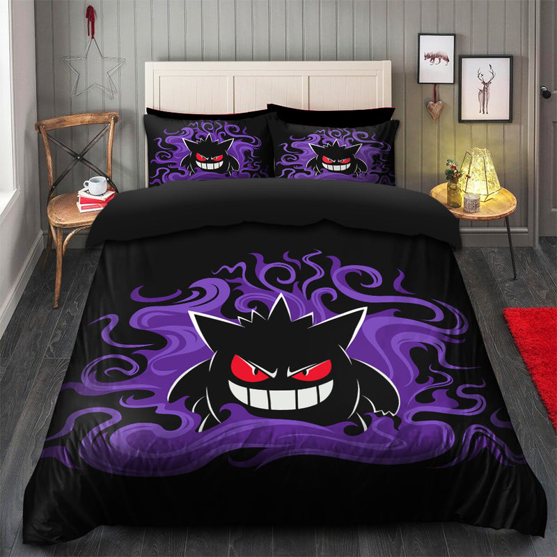 Gengar Pokemon Spoopy Bedding Set Duvet Cover And 2 Pillowcases Nearkii