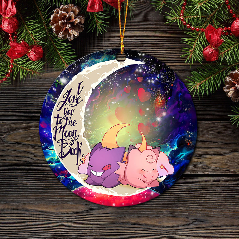 Gengar And Clefable Cute Pokemon Love You To The Moon Galaxy Mica Circle Ornament Perfect Gift For Holiday Nearkii
