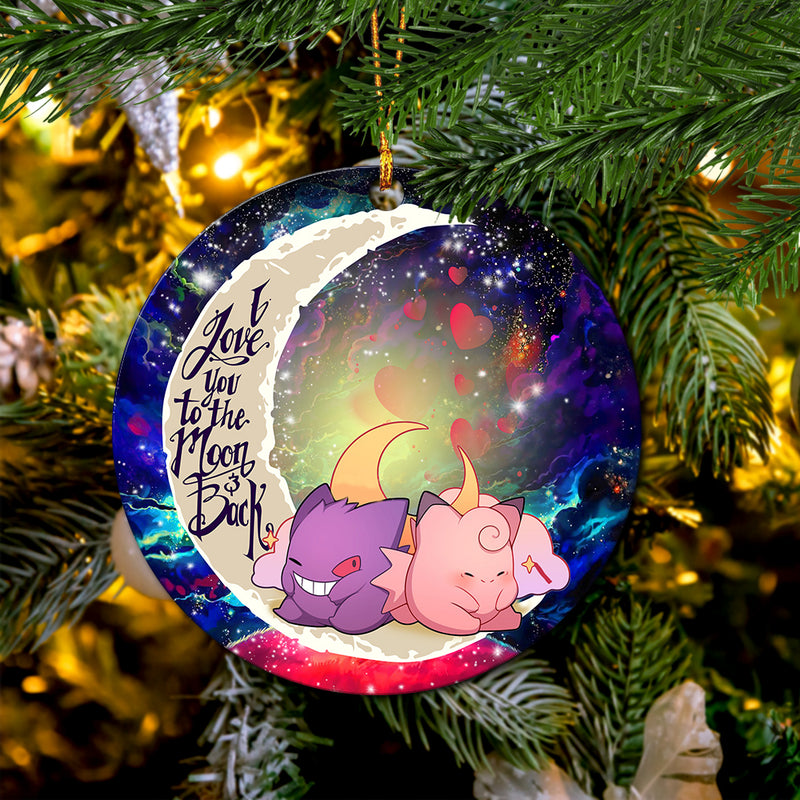 Gengar And Clefable Cute Pokemon Love You To The Moon Galaxy Mica Circle Ornament Perfect Gift For Holiday Nearkii