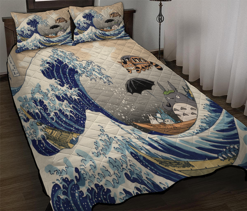 Ghibli Studio Totoro The Great Wave Quilt Bed Sets