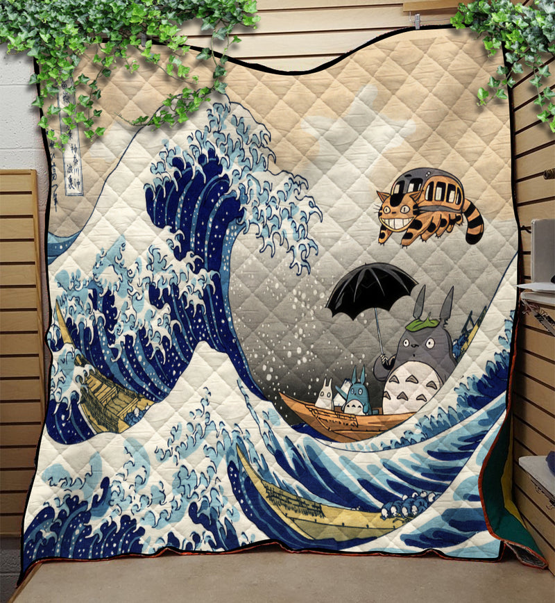 Ghibli Studio Totoro The Great Wave Japan Quilt Blanket