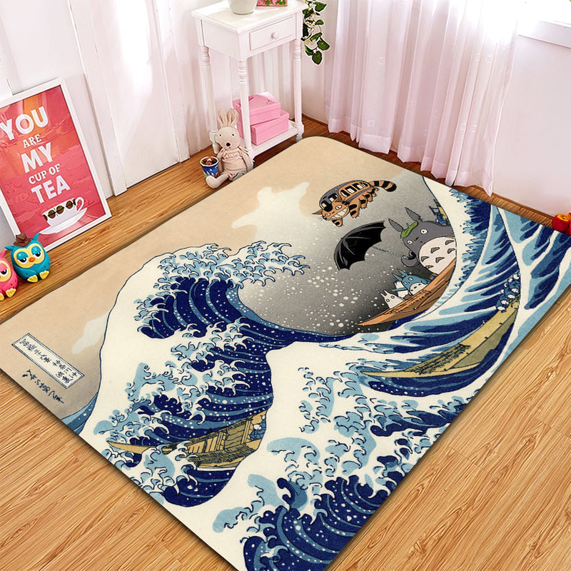 Ghibli Studio Totoro The Great Wave Japan Carpet Rug Home Room Decor