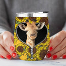 Giraffe Sunflower Zipper Wine Tumbler Nearkii