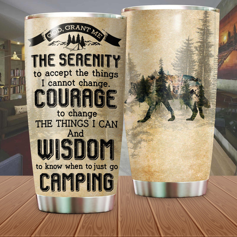 God Grant Me The Serenity Courage & Wisdom Camping Camfire Tumbler 2023 Nearkii